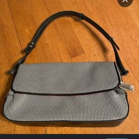DO NOT BUY LIZ CLAIBORNE VINTAGE HOUNDSTOOTH FLAP BAG PURSE HANDBAG - Picture 2 of 3